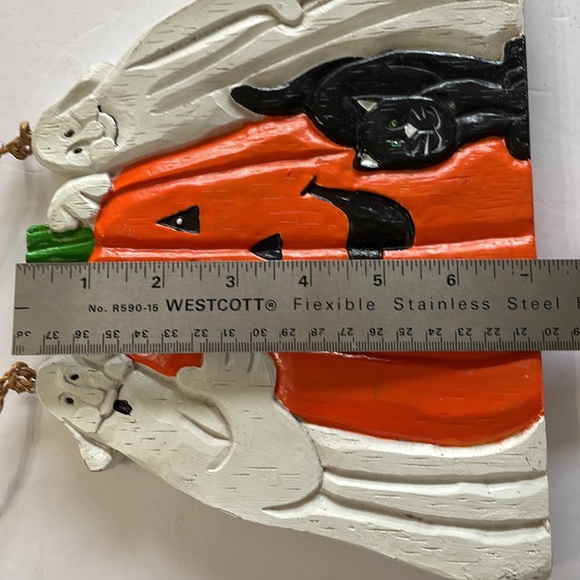 Halloween Plaque Rustic Ghosts Black Cat Pumpkin - Picture 6 of 7